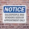 Signmission Salespeople And Vendors Seen Appointment, 10 in W x Rectangle, Plastic OS-2PACK-NS-P-710-L-16536 - alternate 4